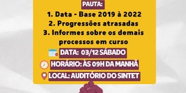 Sintet Regional de Palmas convoca assembleia geral com a categoria da rede estadual, no sábado, 03